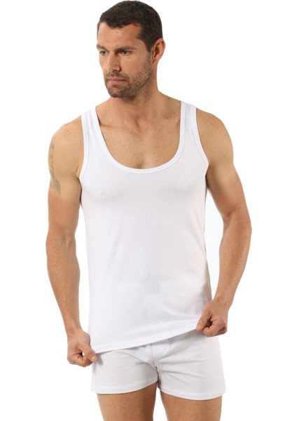 Erkek Pamuklu Modal Esnek Atlet Beyaz | K10852