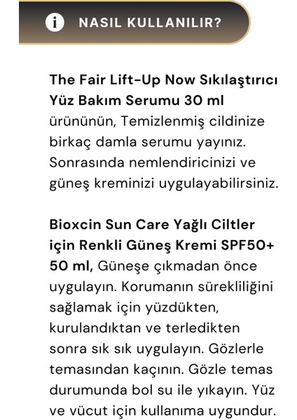 Renkli Güneş Kremi SPF50+ 50 ml & The Fair. Lift-Up Now Sıkılaştırıcı Yüz Bakım Serumu 30 ml