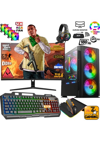 BSX99 Ryzen 5 3600 32GB 512GB Ssd+3tb HDD GTX1050TI 27" 165Hz Oyuncu Masaüstü Bilgisayar