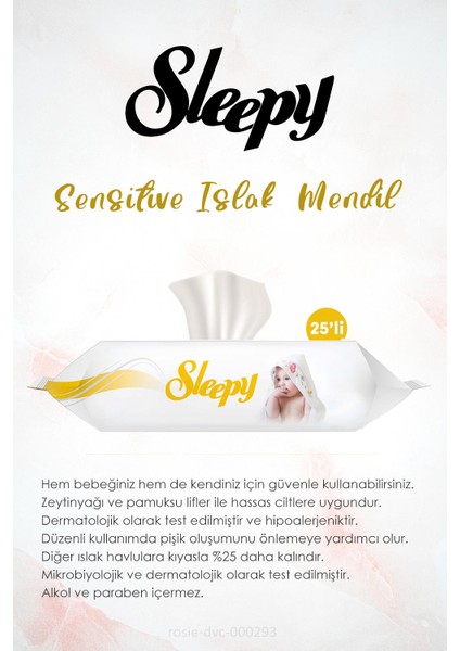 36 Al 33 Öde Sleepy Sensitive Islak Mendil 25'li ve 60'lı Rosıe
