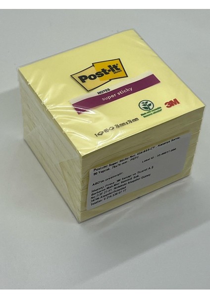 3m Post It Super Sticky Sarı 90 Yaprak 76 mm x 76 mm