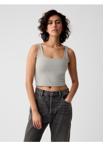 Kadın Gri Compact Jersey Crop Atlet