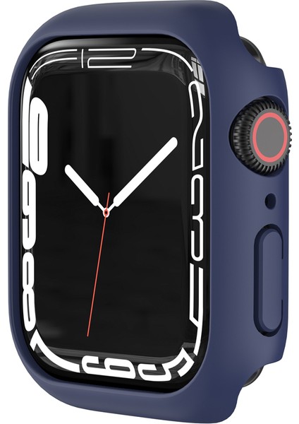 Lacivert Apple Watch 40 mm Uyumlu Kasa ve Ekran Koruyucu Sert Silikon Renkli 360 Sert Pc Gard