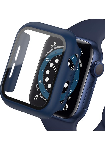 Lacivert Apple Watch 40 mm Uyumlu Kasa ve Ekran Koruyucu Sert Silikon Renkli 360 Sert Pc Gard fiyatları