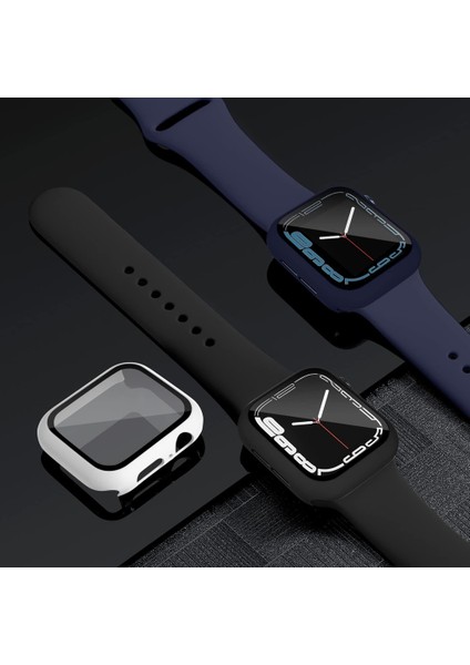 Lacivert Apple Watch 40 mm Uyumlu Kasa ve Ekran Koruyucu Sert Silikon Renkli 360 Sert Pc Gard indirimleri