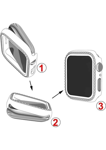 Renksiz Apple Watch 42 mm Uyumlu Kasa Koruyucu Taşlı Renkli Sert Pc 360 Tam Koruma Ekran Koruyucu Gard fırsatları