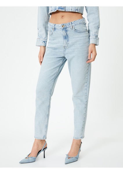 Yüksek Bel Kot Pantolon Kısa Paça Cepli - Mom Jeans modelleri