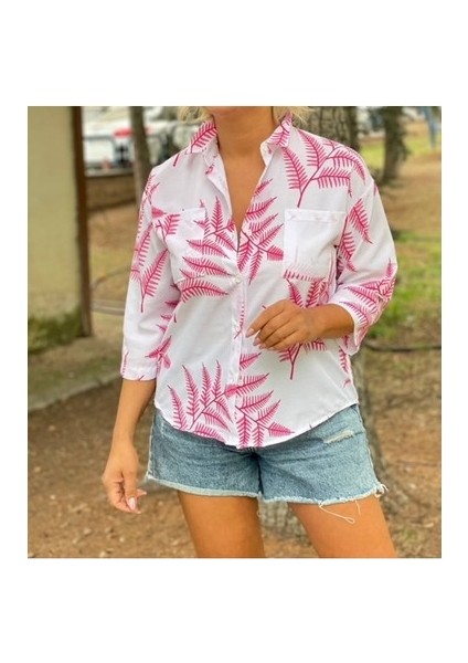 Palmiye Desenli Poplin Gömlek modelleri