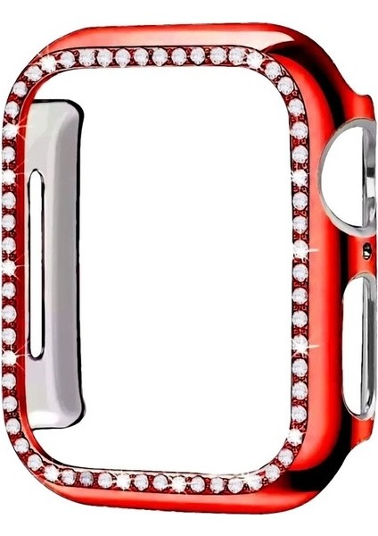 Kırmızı Apple Watch 42 mm Uyumlu Kasa Koruyucu Taşlı Renkli Sert Pc 360 Tam Koruma Ekran Koruyucu Gard fiyatları