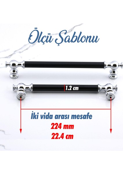 Arya 224 mm Krom Siyah Metal Mobilya Çekmece Mutfak Kapak Kulbu Dolap Dolabı Kulpları Kulpu 224 mm fiyatları