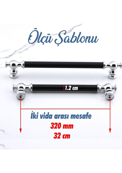 Arya 320 mm Krom Siyah Metal Mobilya Mutfak Çekmece Kapak Kulbu Dolap Dolabı Kulpları Kulpu 32 cm fiyatları