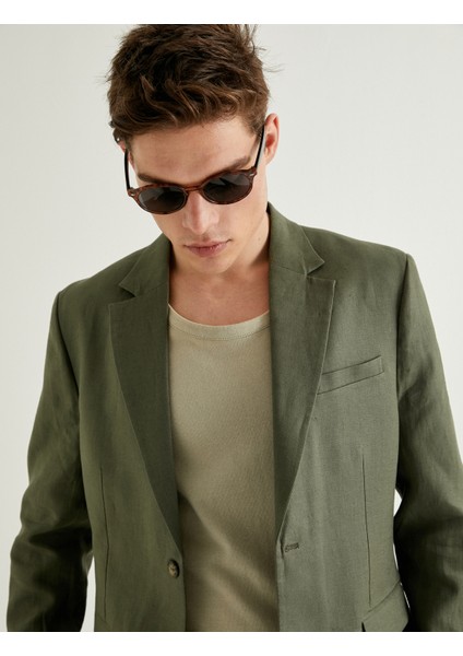 Blazer Ceket Slim Fit Düğmeli Fleto Cep Detaylı