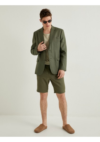 Blazer Ceket Slim Fit Düğmeli Fleto Cep Detaylı