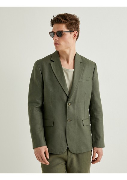 Blazer Ceket Slim Fit Düğmeli Fleto Cep Detaylı