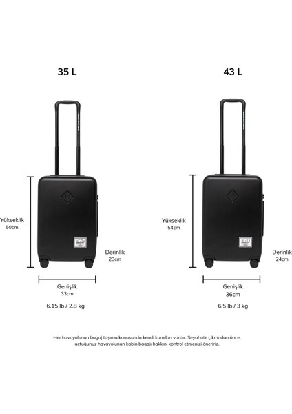 Heritage Hardshell Darbeye Dayanıklı Tekerlekli Kabin Boy Valiz 43L