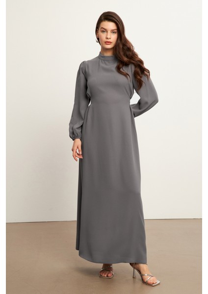 Nevra Kuşaklı Elbise - Gri modelleri