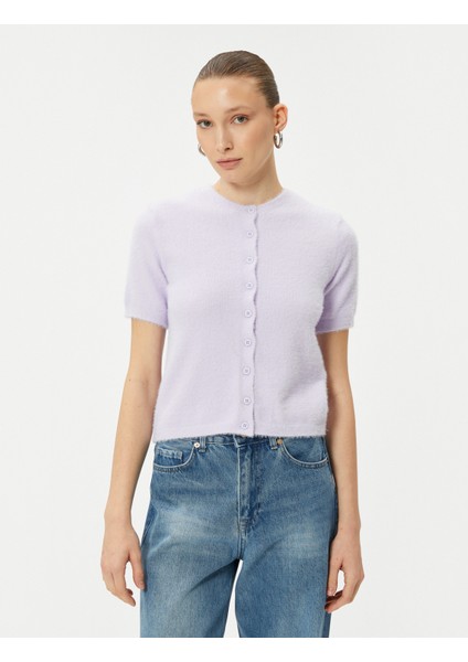 Peluş Hırka Düğmeli Kısa Kollu Bisiklet Yaka modelleri