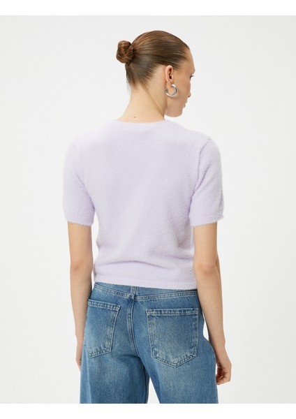 Peluş Hırka Düğmeli Kısa Kollu Bisiklet Yaka fırsatları