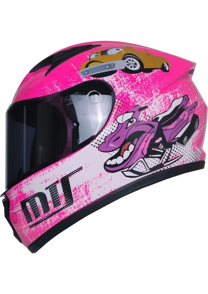 Motosiklet ve Bisiklet Mini Çocuk Kaskı Full Face Ce Sertifikalı Child Motor Kask Pink