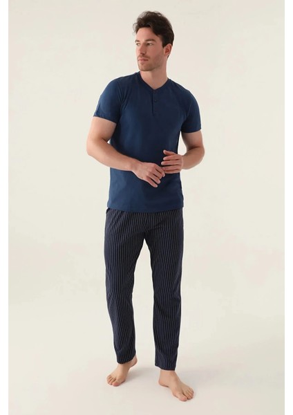 Yumuşak Dokulu %100 Pamuk Kısa Kol Erkek Pijama Takım 3014 fiyatları