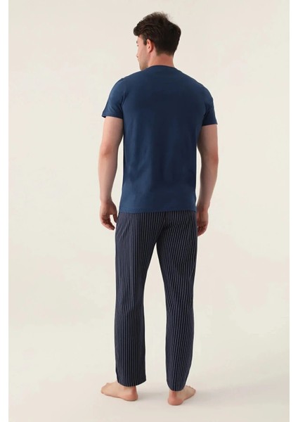 Yumuşak Dokulu %100 Pamuk Kısa Kol Erkek Pijama Takım 3014 indirimleri
