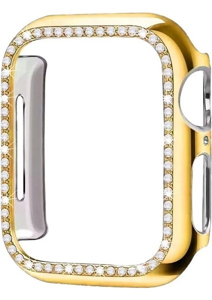 Gold Apple Watch 40 mm Uyumlu Kasa Koruyucu Taşlı Renkli Sert Pc 360 Tam Koruma Ekran Koruyucu Gard fiyatları