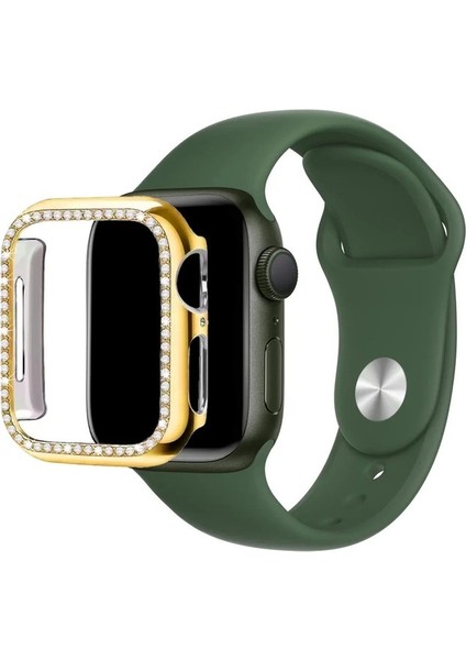 Gold Apple Watch 40 mm Uyumlu Kasa Koruyucu Taşlı Renkli Sert Pc 360 Tam Koruma Ekran Koruyucu Gard fırsatları