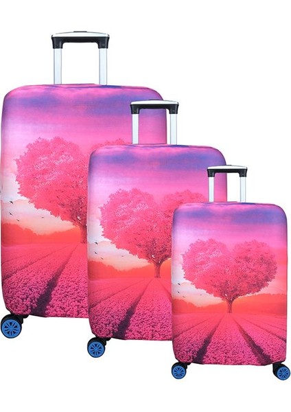 Kalp Büyük Orta Kabin Boy Için 3 Lü Valiz Kılıfı