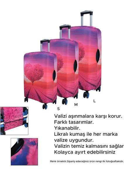 Kalp Büyük Orta Kabin Boy Için 3 Lü Valiz Kılıfı fırsatları