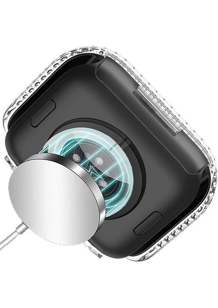 Renksiz Apple Watch 40 mm Uyumlu Kasa Koruyucu Taşlı Renkli Sert Pc 360 Tam Koruma Ekran Koruyucu Gard indirimleri