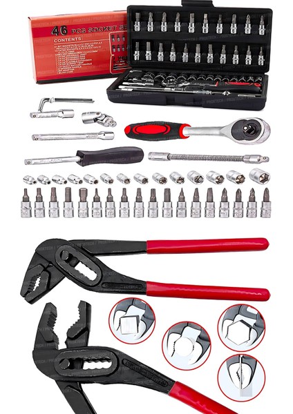 47PARÇA Mini Lokma Takımı Otomatik Cırcırlı 1/4" Wrench Set Yüksek Kalite Kombinasyon Ford Pense Set