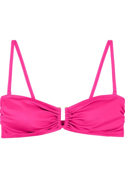 Metal Aksesuarlı Straplez Bikini Üst