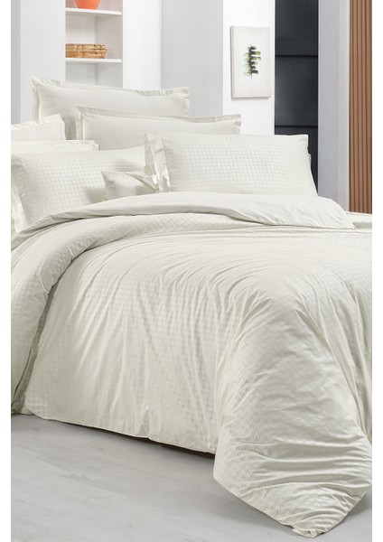 Perlita Bej Çift Kişilik %100 Pamuk Nevresim Takımı