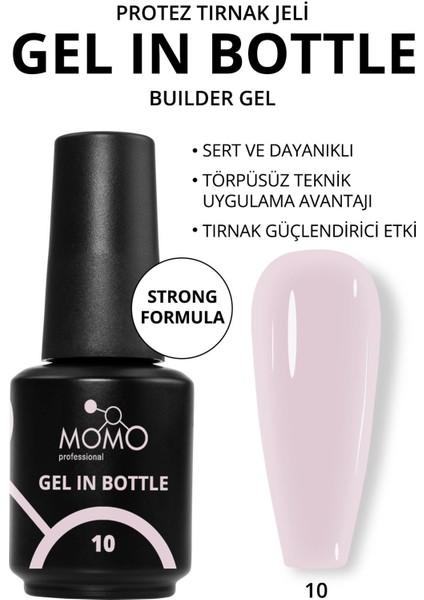 Protez Tırnak Jeli, Gel In Bottle No.10, Yarı Şeffaf Açık Lila, 18 ml