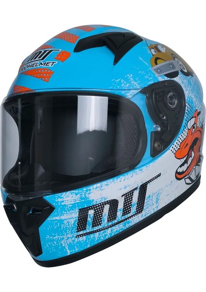 Motosiklet ve Bisiklet Mini Çocuk Kaskı Full Face Ce Sertifikalı Child Motor Kask Mavi