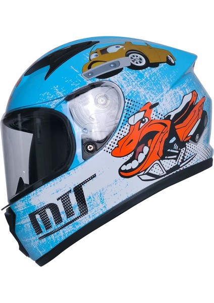Motosiklet ve Bisiklet Mini Çocuk Kaskı Full Face Ce Sertifikalı Child Motor Kask Mavi