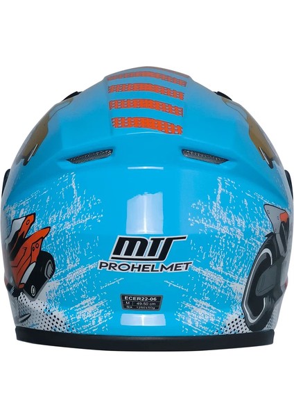Motosiklet ve Bisiklet Mini Çocuk Kaskı Full Face Ce Sertifikalı Child Motor Kask Mavi