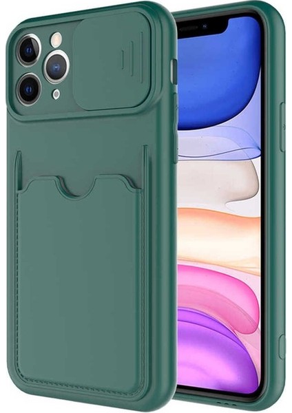 Apple iPhone 11 Pro Max Uyumlu Kılıf Kartix Kapak, Koyu Yeşil
