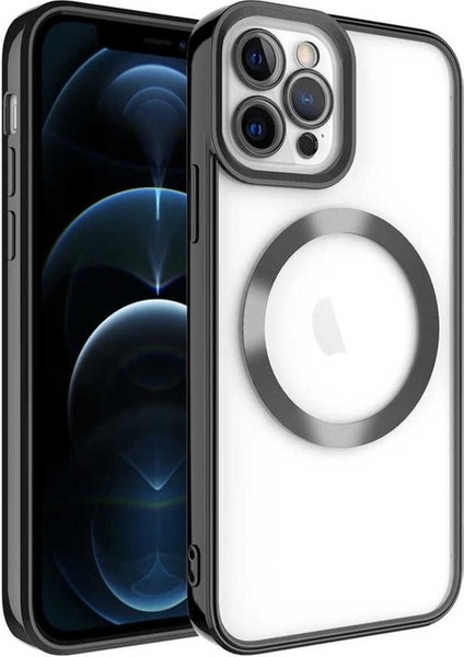 Apple iPhone 11 Pro Max Uyumlu Kılıf Magsafe Wireless Şarj Özellikli Setro Silikon, Siyah