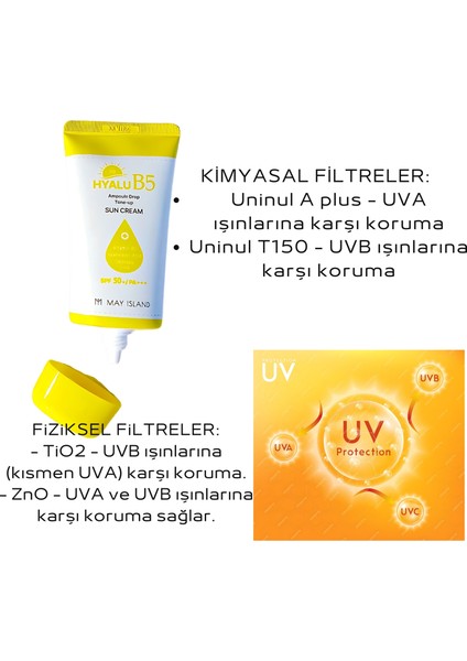 Mayisland Hyalu B5 Ampul Damla Tonlandırıcı Güneş Kremi Spf 50+ / Pa+++ 70ml modelleri