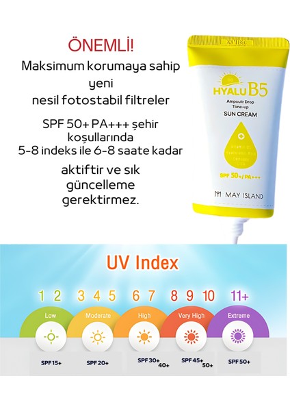Mayisland Hyalu B5 Ampul Damla Tonlandırıcı Güneş Kremi Spf 50+ / Pa+++ 70ml fırsatları