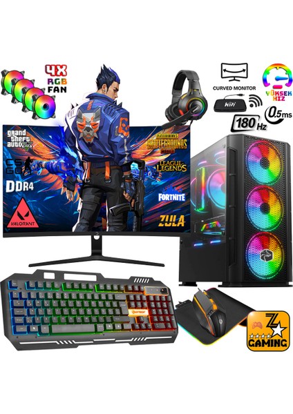 BSX95 Ryzen 5 3600 32GB 512GB Ssd+1tb HDD GTX1050TI 27" 165Hz Oyuncu Masaüstü Bilgisayar