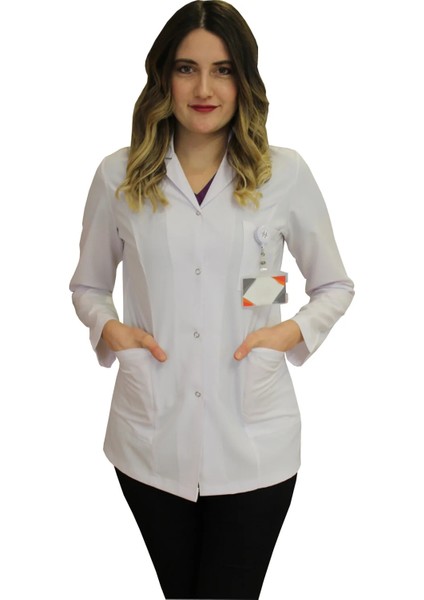 Yaka Kadın Kısa Boy - Uzun Kol Doktor Önlüğü , Öğretmen Önlüğü , Hastane Forması , Beyaz Önlük