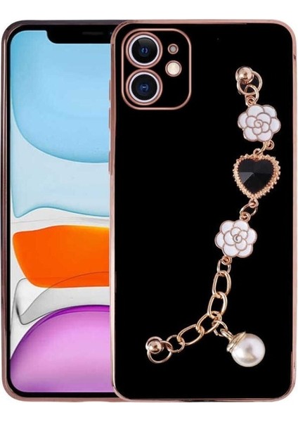 Apple iPhone 11 Uyumlu Kılıf El Tutamaçlı Kamera Korumalı Taka Silikon Kapak, Siyah