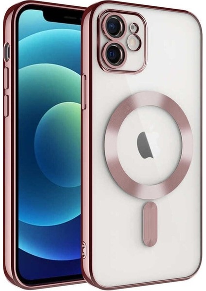 Apple iPhone 11 Uyumlu Kılıf Kamera Korumalı Magsafe Wireless Şarj Özellikli Demre Kapak, Rose Gold