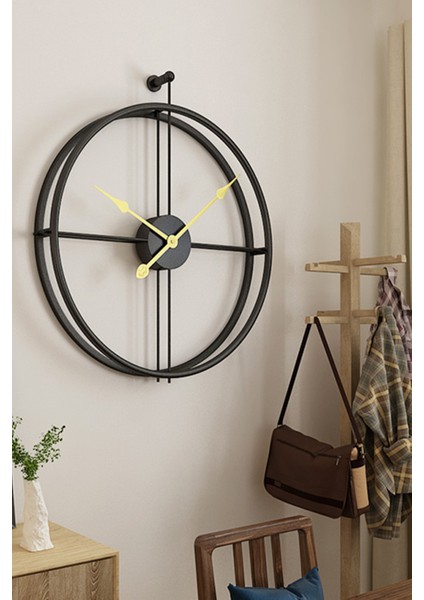 Modern Siyah Duvar Saati 75x85 cm, İspanyol Tarzı, Dekoratif ve Şık Tasarım