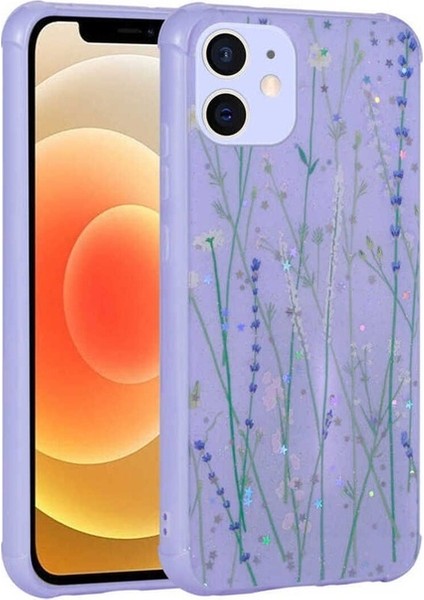 Apple iPhone 11 Uyumlu Kılıf Simli Desenli Kamera Korumalı Parlak Popy Kapak, Dallar