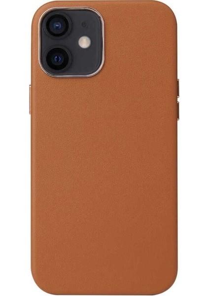 Apple iPhone 12 Mini Uyumlu Kılıf Eyzi Kapak, Kahverengi