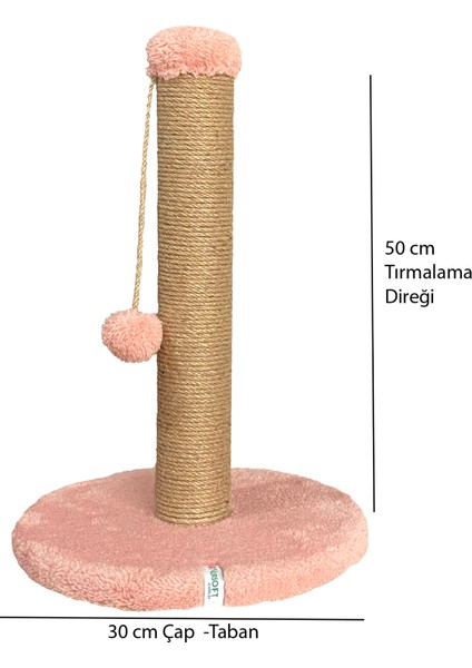 Yuvarlak Ponponlu Kedi Tırmalama Direği 52 cm Kedi Tırmalama Tahtası modelleri