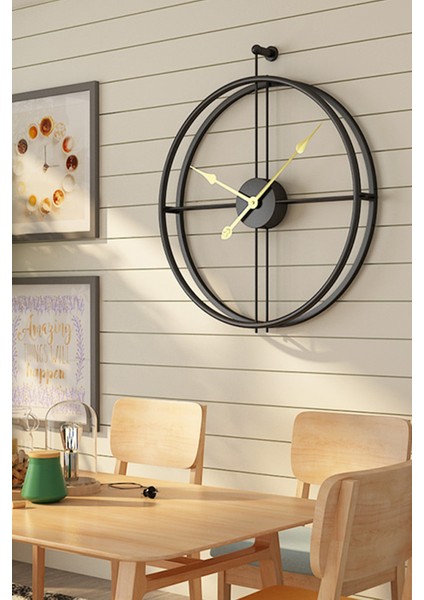 Modern Siyah Duvar Saati 75x85 cm, İspanyol Tarzı, Dekoratif ve Şık Tasarım